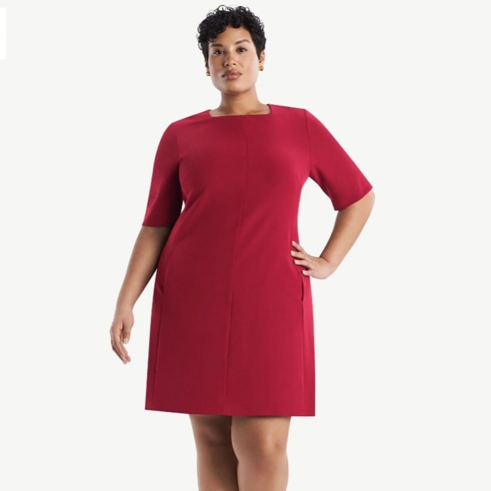 MM. LAFLEUR The Emily Dress Red Knee Lemgth Short Sleeve - Picture 1 of 5
